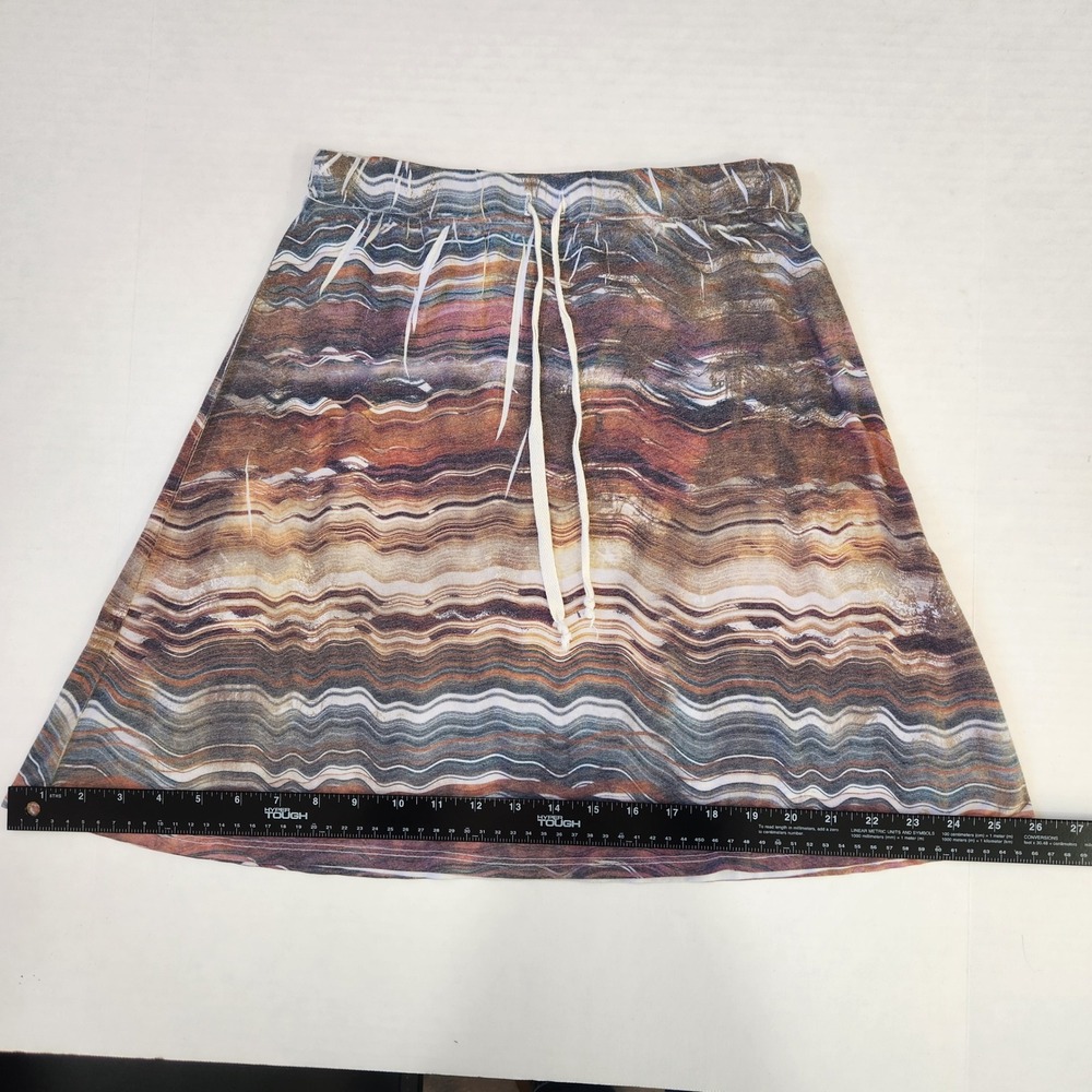 Aventura Americana Womens S Wavy Abstract Print Jersey A-Line Mini Skirt Brown S - Picture 6 of 7